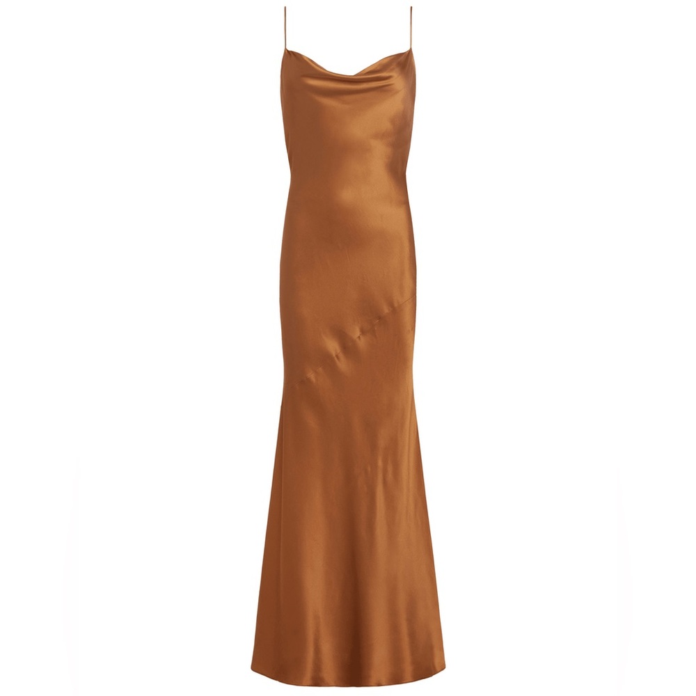 L'Agence Arianne Cowl Neck Maxi Dress in Saddle Sz2